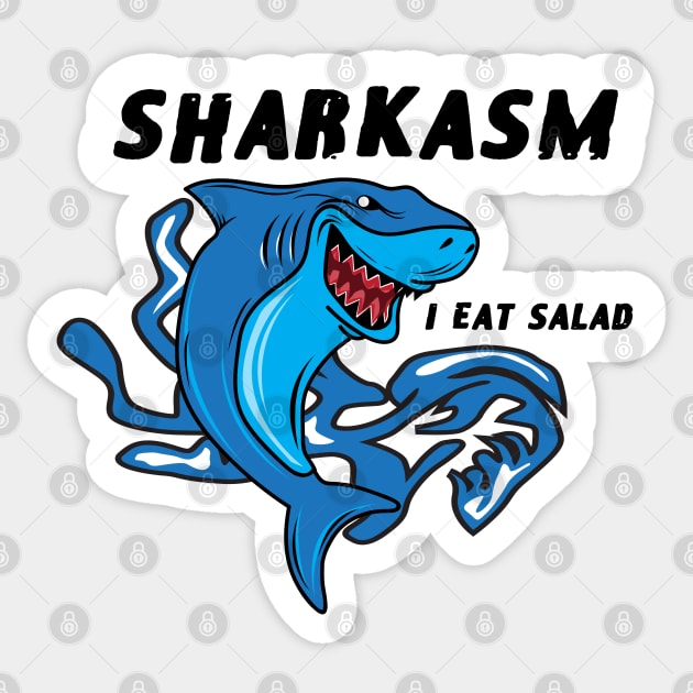 Sharkasm Funny Shark Eat Salad Sticker by zofry's life